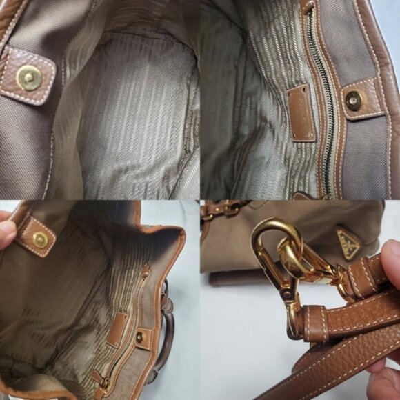 Prada Vintage Leather Canvas Shoulder Top Handle Bag - Picture 8 of 8